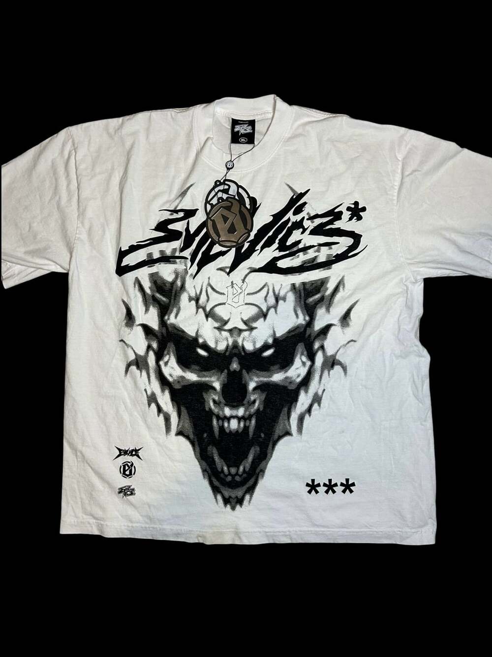 Evil Vice T-Shirt Size XL White Skull Graphic